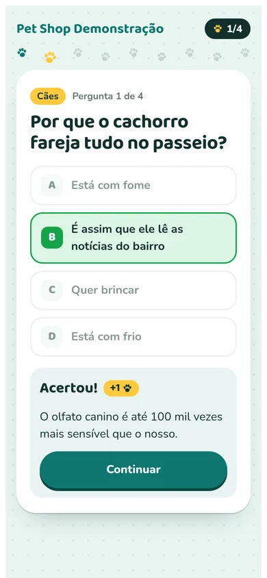 Pergunta do quiz respondida