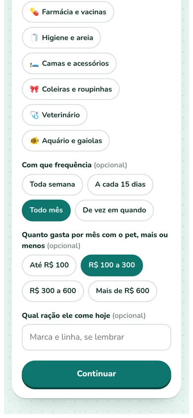 Pergunta sobre hábitos de compra
